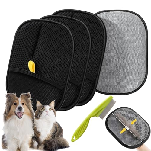 Qosigote Upgraded Tierhaar Tschüss, Tierhaarentferner Handschuh, Pet Hair Remover, Fellmagnet Katzen Hunde, Für Glattes Und Gesundes Fell, Static Removal Gloves for Clothes, Sofas, Carpets (3pcs) von Qosigote