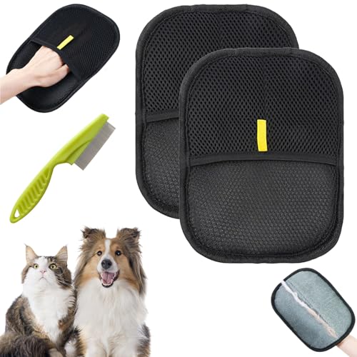 Qosigote Wagwise - Fellmagnet Handschuh - Tierhaarentferner, Pet Hair Remover, Fellmagnet Katzen Hunde, Für Glattes Und Gesundes Fell, Static Removal Gloves for Clothes, Sofas, Carpets (2pcs) von Qosigote