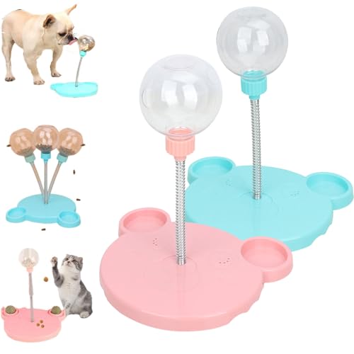 Qosigote Wiggling Treat Toy for Dogs, Leaking Treats Ball Pet Feeder Toy, Dog Treat Dispenser, Slow Feeding Toy Encourage Natural Foraging Skills, Treat Dispensing Ball with Spring (2pcs-Mix) von Qosigote