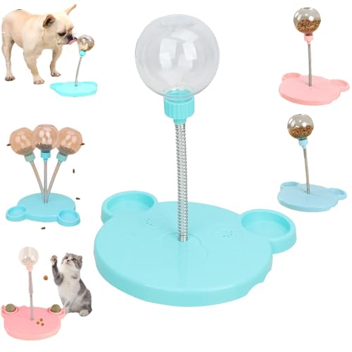 Qosigote Wiggling Treat Toy for Dogs, Leaking Treats Ball Pet Feeder Toy, Dog Treat Dispenser, Slow Feeding Toy Encourage Natural Foraging Skills, Treat Dispensing Ball with Spring (Blue) von Qosigote