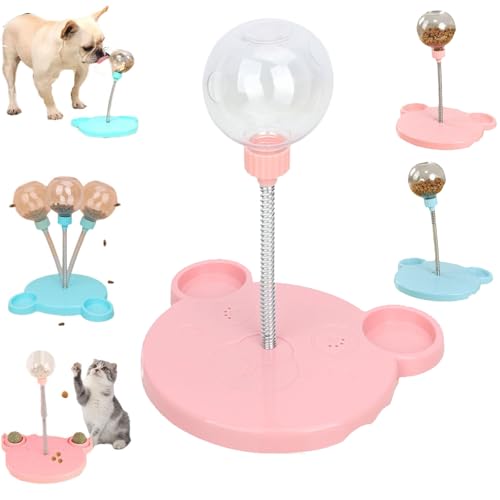 Qosigote Wiggling Treat Toy for Dogs, Leaking Treats Ball Pet Feeder Toy, Dog Treat Dispenser, Slow Feeding Toy Encourage Natural Foraging Skills, Treat Dispensing Ball with Spring (Pink) von Qosigote