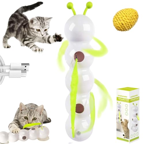 Qosigote Wuselwurm Katze, Wusel Wurm, Smart Motion Katzenspielzeug Mit Wurmdesign, Wuselwurm Katzenspielzeug Elektrisch, Interaktives Wurm-Design Mit Sensor Fördert Jagdtrieb & Bewegung (1pc) von Qosigote