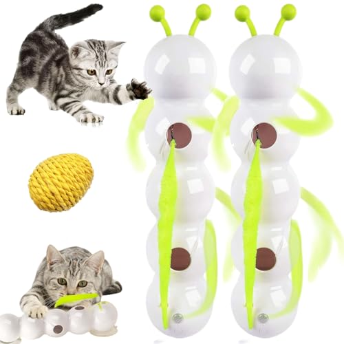 Qosigote Wuselwurm Katze, Wusel Wurm, Smart Motion Katzenspielzeug Mit Wurmdesign, Wuselwurm Katzenspielzeug Elektrisch, Interaktives Wurm-Design Mit Sensor Fördert Jagdtrieb & Bewegung (2pcs) von Qosigote