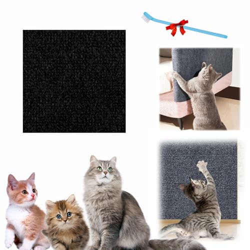 Kratzmatte Selbstklebend Katzen,Katzen Kratzmatte Selbstklebend,Kratzwand Für Katzen,Climbing Cat Scratcher,Thanea Kratzschutz,Klebe Kratzmatte Katze (Schwarz, 11.81 * 39.37in/30cm x 100cm) von Qosneoun