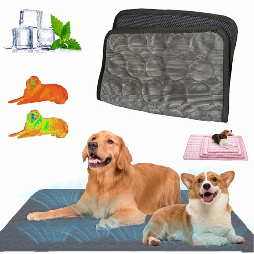 Nordseepfote Kühlmatte für Den Sommer,Kühlmatte Katze Hund,Faltbare Kühldecke Hund,Selbstkühlende Hundematte,Langlebige Kratzfeste,Waschbar,für Zuhause,Auto Oder Unterwegs (Dunkelgrau, XXL(150*100cm)) von Qosneoun