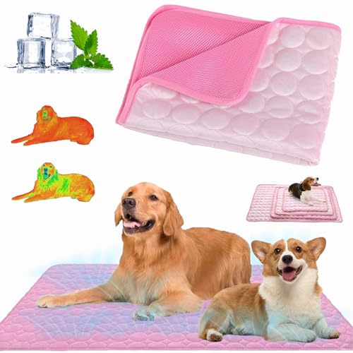 Nordseepfote Kühlmatte für Den Sommer,Kühlmatte Katze Hund,Faltbare Kühldecke Hund,Selbstkühlende Hundematte,Langlebige Kratzfeste,Waschbar,für Zuhause,Auto Oder Unterwegs (Rosa, XXL(150*100cm)) von Qosneoun