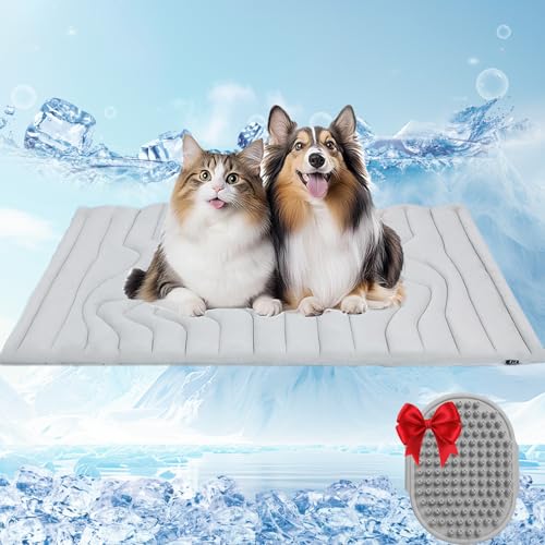 Qosneoun Dr.Pfoten Pfotenchill Die Innovative Kühlmattefür Hunde, Pet Cooling Mat, Kühldecke für Tiere und Katzen im Innen, Maschinenwaschbar, Selbstkühlende Pads Sicher (Grau,M) von Qosneoun