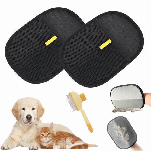 Qosneoun Fell Magnet Handschuh, Fellmagnet, Reusable Double-Sided Anti-Static Double-Sided Pet Grooming Gloves for Pet Hair Removal, Washing, Hair Removal, Grooming (1) von Qosneoun