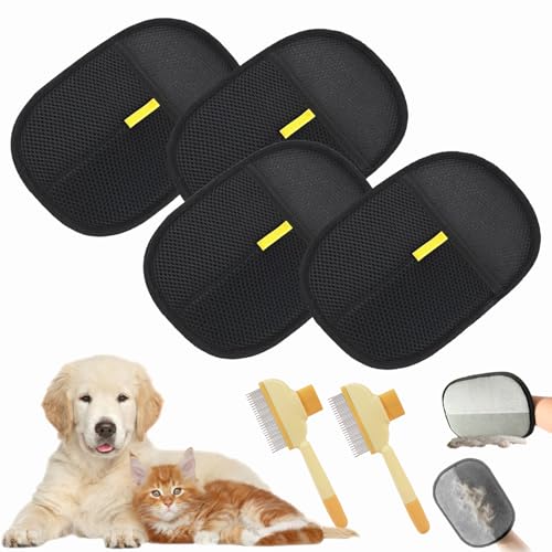 Qosneoun Fell Magnet Handschuh, Pfotenmond Fellmagnet, Reusable Double-Sided Anti-Static Double-Sided Pet Grooming Gloves for Pet Hair Removal, Washing, Hair Removal, Grooming (2) von Qosneoun