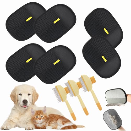 Qosneoun Fell Magnet Handschuh, Fellmagnet, Reusable Double-Sided Anti-Static Double-Sided Pet Grooming Gloves for Pet Hair Removal, Washing, Hair Removal, Grooming (3) von Qosneoun