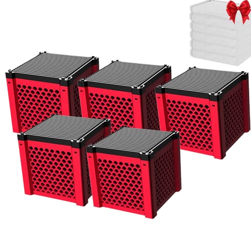 Qosneoun Filter Cube 2.0 - Die nächste Generation, Filter Cube Pferd, Filter Natur Würfel, Aktivkohle Filterwürfel, Wassertrog Purifier Cube Für Aquarium, Teich, Tränke (5PCS-Rot) von Qosneoun