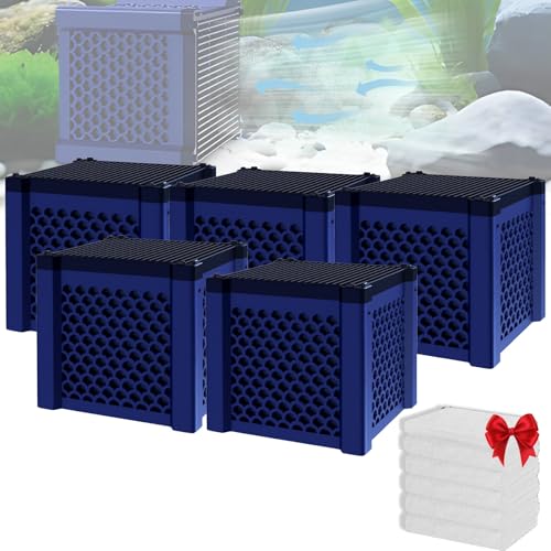 Qosneoun Filter Cube 2.0 - Die nächste Generation, Filter Cube aktivkohlefilter Pferd, Filter Natur Würfel, Aktivkohle Filterwürfel, Wassertrog Purifier Cube Für Aquarium, Teich, Tränke (5 PCS-Blau) von Qosneoun