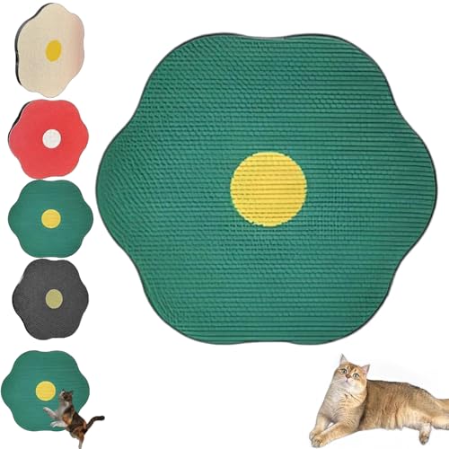 Qosneoun Flower Scratching Pad for Cats on Wall, Cat Wall Scratcher Corrugated Cardboard, Cat Wall Scratcher Cat Nail File Scratcher, Cat Scratching Board Scratch Pad with Suction Cup (Green) von Qosneoun
