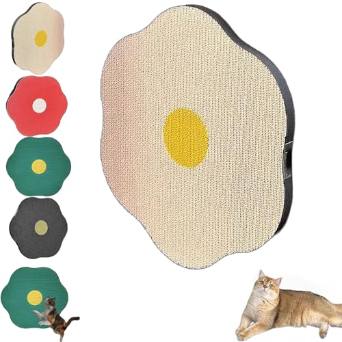 Qosneoun Flower Scratching Pad for Cats on Wall, Cat Wall Scratcher Corrugated Cardboard, Cat Wall Scratcher Cat Nail File Scratcher, Cat Scratching Board Scratch Pad with Suction Cup (White) von Qosneoun