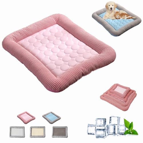 Qosneoun Holivas Coolcomfort - Premium Kühlmatte（4 Sizes）, Kühlmatte Hund Katzen Selbstkühlend Ohne Gel, Verschleißfes Waschbar, Geben Ihrem Hund Oder Katze Eine Kühlende Sommer (rosa, L) von Qosneoun