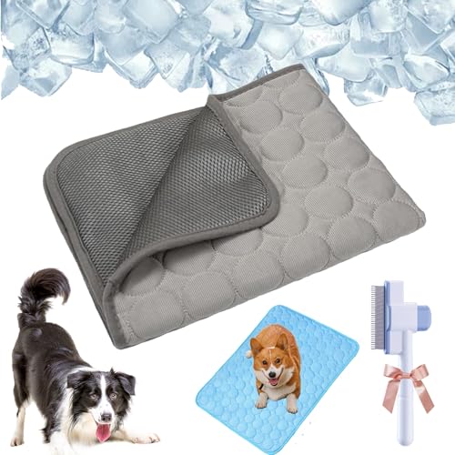 Qosneoun Pelsbarn Kühlmatte, Pelsbarn HeatRelief Kühlbett, Kühlmatte für Hunde, selbstkühlendes Hundesofa, waschbar, rutschfeste Unterseite, Hunde-Couch-Bett für Sofa, Boden, Auto (Grau, XL (100 x 70 Qosneoun Pelsbarn Kühlmatte, Pelsbarn HeatRelief Kühlbett, Kühlmatte für Hunde, selbstkühlendes Hundesofa, waschbar, rutschfeste Unterseite, Hunde-Couch-Bett für Sofa, Boden, Auto (Grau, XL (100 x 70 von Qosneoun