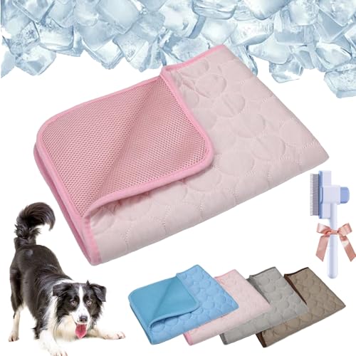 Qosneoun Pelsbarn Kühlmatte, Pelsbarn HeatRelief Kühlbett, Kühlmatte für Hunde, selbstkühlendes Hundesofa, waschbar, rutschfeste Unterseite, Hunde-Couch-Bett für Sofa, Boden, Auto (Rosa, XXL (100 x Qosneoun Pelsbarn Kühlmatte, Pelsbarn HeatRelief Kühlbett, Kühlmatte für Hunde, selbstkühlendes Hundesofa, waschbar, rutschfeste Unterseite, Hunde-Couch-Bett für Sofa, Boden, Auto (Rosa, XXL (100 x von Qosneoun