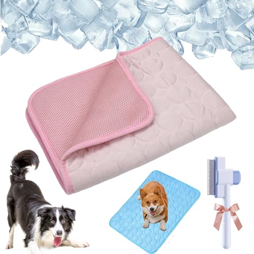 Qosneoun Pelsbarn Kühlmatte, Pelsbarn HeatRelief Kühlbett, Kühlmatte für Hunde, selbstkühlendes Hundesofa, waschbar, rutschfeste Unterseite, Hunde-Couch-Bett für Sofa, Boden, Auto (Rosa, XXL (150 x Qosneoun Pelsbarn Kühlmatte, Pelsbarn HeatRelief Kühlbett, Kühlmatte für Hunde, selbstkühlendes Hundesofa, waschbar, rutschfeste Unterseite, Hunde-Couch-Bett für Sofa, Boden, Auto (Rosa, XXL (150 x von Qosneoun