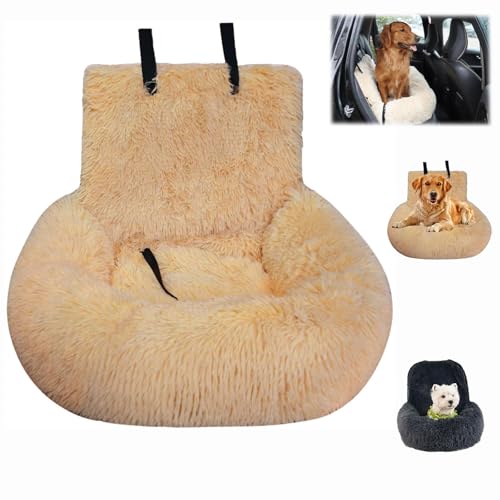 Qosneoun Pelzbarn Autositz Hund, Pelsbarn Autositz Original, Pelzbarn Hundebett Auto, Hundeautositz Hundesitz, Abnehmbar Und Waschbar Hundesitz Mit Dicken Kissen (Gelb, 72 x 60 cm) von Qosneoun