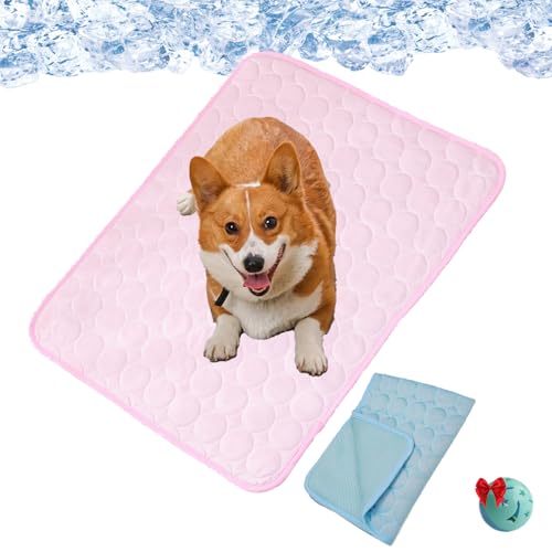 Qosneoun Pfotenfrost Matte für Katzen Hund, Kühlmatte für Hunde, 3-Schicht-System Selbstkühlende Kühlmatte Haustier Waschbar für Zuhause, Auto, Garten Oder Unterwegs (Rosa, XS) von Qosneoun