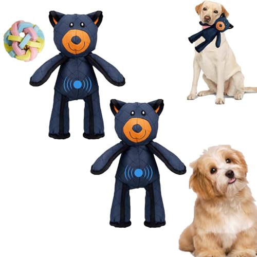 Qosneoun Unbreakable Bear Hundespielzeug, Unbreaka Bears, Unbreaka Bear 2.0 für aggressive Kauer, mächtige Plüschbär-Spielzeug, unzerstörbarer Bär für schwere Kauer, großer Hund (blau) von Qosneoun