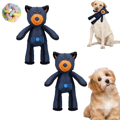 Qosneoun Unbreakable Bear Hundespielzeug, Unbreaka Bears, Unbreaka Bear 2.0 für aggressive Kauer, mächtige Plüschbär-Spielzeug, unzerstörbarer Bär für schwere Kauer, großer Hund (blau) von Qosneoun