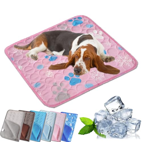 Tierliebling Hundekuhlmatte, Eisseide CoolingMat-Hundekühlmatte, Comfortable Summer Cool Pads Pet Mat Outdoor for Dogs & Cats, Ideal for Indoor Outdoor Use (A,XL (75 * 100CM)) von Qosneoun