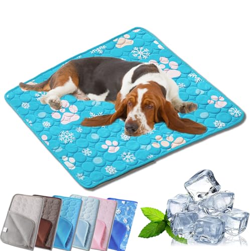 Tierliebling Hundekuhlmatte, Eisseide CoolingMat-Hundekühlmatte, Comfortable Summer Cool Pads Pet Mat Outdoor for Dogs & Cats, Ideal for Indoor Outdoor Use (C,S (40 * 50CM)) von Qosneoun