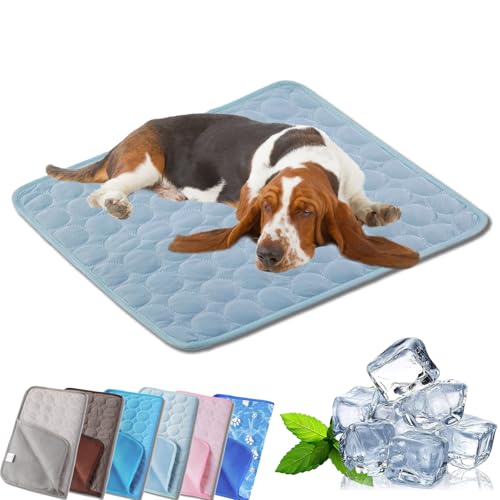 Tierliebling Hundekuhlmatte, Eisseide CoolingMat-Hundekühlmatte, Comfortable Summer Cool Pads Pet Mat Outdoor for Dogs & Cats, Ideal for Indoor Outdoor Use (E,S (40 * 50CM)) von Qosneoun