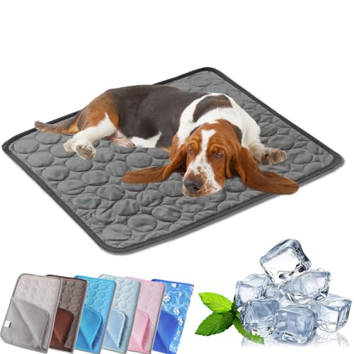 Tierliebling Hundekuhlmatte, Eisseide CoolingMat-Hundekühlmatte, Comfortable Summer Cool Pads Pet Mat Outdoor for Dogs & Cats, Ideal for Indoor Outdoor Use (G,XL (75 * 100CM)) von Qosneoun