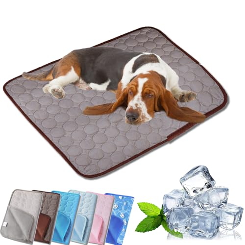 Tierliebling Hundekuhlmatte, Eisseide CoolingMat-Hundekühlmatte, Comfortable Summer Cool Pads Pet Mat Outdoor for Dogs & Cats, Ideal for Indoor Outdoor Use (H,XL (75 * 100CM)) von Qosneoun