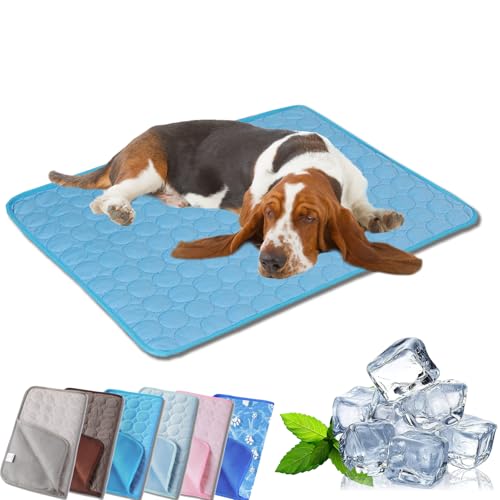 Tierliebling Hundekuhlmatte, Eisseide CoolingMat-Hundekühlmatte, Comfortable Summer Cool Pads Pet Mat Outdoor for Dogs & Cats, Ideal for Indoor Outdoor Use (I,XL (75 * 100CM)) von Qosneoun