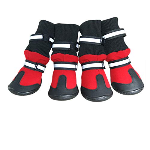 Qplcdg 4 Stück Anti-Rutsch Hund Socken,Hundeschuhe Pfotenschutz Gummisohle, für Small/Medium/Large Hund. (M, Rot) von Qplcdg