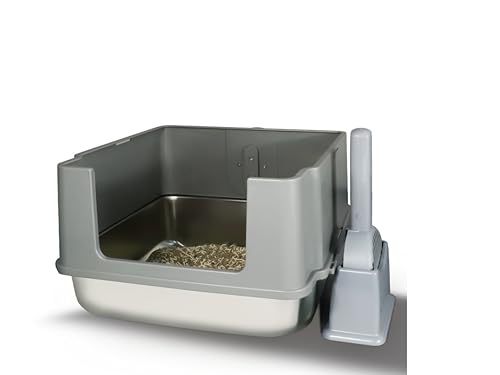 QraraZL Katzentoilette Edelstahl, Leicht zu Reinigen und Geruchsresistent Katzenklo Edelstahl Auslauf-und Verschüttungssicher, Schaufel QraraZL Katzentoilette Edelstahl, Leicht zu Reinigen und Geruchsresistent Katzenklo Edelstahl Auslauf-und Verschüttungssicher, Schaufel von QraraZL