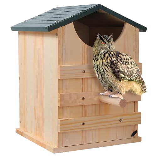 Eulenhaus, Zedernholz, handgefertigt, 35,6 x 25,4 cm, mit Vogelständer, für den Außenbereich, Kreischeule Box & Turmfalken, rechteckige Öffnung, großes Vogelhaus mit Montageset, einfache Montage Eulenhaus, Zedernholz, handgefertigt, 35,6 x 25,4 cm, mit Vogelständer, für den Außenbereich, Kreischeule Box & Turmfalken, rechteckige Öffnung, großes Vogelhaus mit Montageset, einfache Montage von Qrenia
