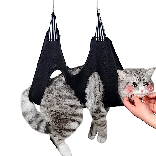 Qrity 1 Stück Katzenpflegetasche, Hängematten Geschirr, Hundepflege Hängematte Set mit S Haken, für die Fellpflege, Hunde und Katzen Nägelschneiden, Schwarz-XS Qrity 1 Stück Katzenpflegetasche, Hängematten Geschirr, Hundepflege Hängematte Set mit S Haken, für die Fellpflege, Hunde und Katzen Nägelschneiden, Schwarz-XS von Qrity