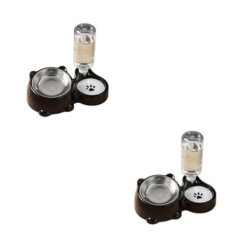 Edelstahl Abnehmbare Haustiernahrung Mit Integrierter Wasserspender Flasche Anti Schlupf Füße Verschüttet Hunde Katzen Schalen Schlupf Futter Und Wasserschale Set Set von Qsvbeeqj