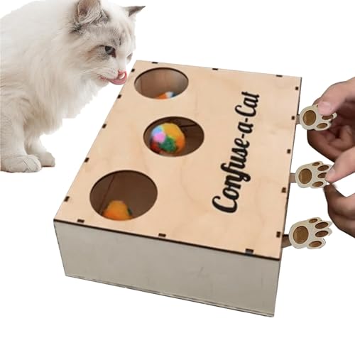 Katzenleckerli-Puzzle,Katzenjagdbox,Verwirren Sie ein Katzenbox-Puzzle - Katzen-Holzbox, Katzenpuzzle, interaktive Elemente, natürliche Verwechslung, ein Katzenspielzeug für Haustiere, Hunde, Kätzchen von Quaeetyu