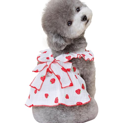 Quaeetyu Kleines Hundekleid | Welpenkleidung Hundekleid – Partykleid mit Erdbeermuster, niedliches Hundekleid, Katzenkleidung, Welpenkleid, Frühlingssommer-Hunde-Outfits von Quaeetyu