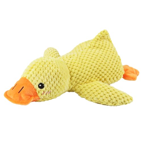 Quahzify Ente Quietschendes Plüsch-Spielzeug, 30cm Antistress Duck Dog Toy, InteraktivesSpielzeug Hund Ente Plüsch Kauspielzeug für Kleine, Mittlere, Große Hunde (Gelb) von Quahzify