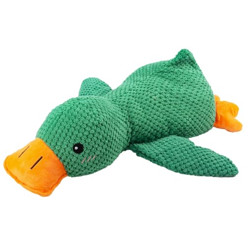 Quahzify Ente Quietschendes Plüsch-Spielzeug, 45cm Antistress Duck Dog Toy, InteraktivesSpielzeug Hund Ente Plüsch Kauspielzeug für Kleine, Mittlere, Große Hunde (Grün) von Quahzify