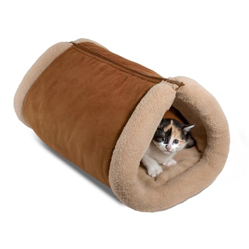 Katzentunnel zu Katzenmatte 2in1, Katzenbett, Katzensofa, Katzenkorb, Liegematte,Schlafplatz, Katzenhöhle(Camel) von Quantum Interior by Maxland