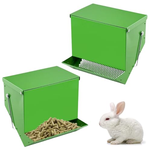 Kaninchen-Futterspender für Käfige, 18 cm, Kaninchen-Futterspender für draußen, Metall, Kleintiere, Kaninchen, Futterspender mit Deckel für Kaninchen, Meerschweinchen, 2 Stück Kaninchen-Futterspender für Käfige, 18 cm, Kaninchen-Futterspender für draußen, Metall, Kleintiere, Kaninchen, Futterspender mit Deckel für Kaninchen, Meerschweinchen, 2 Stück von Quaocens