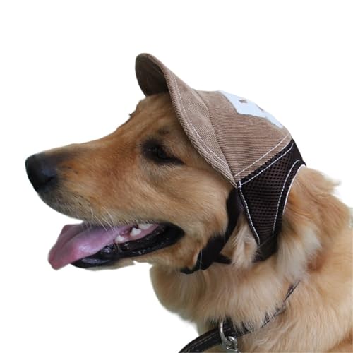 Baseballkappe für Hunde, verstellbare Hundemütze mit Sonnenblende, atmungsaktive Cordkappe für kleine, mittelgroße und große Hunde, Ohren-Design für Komfort (Größe S, M, L, Braun) (Kaffee, M von Quavva