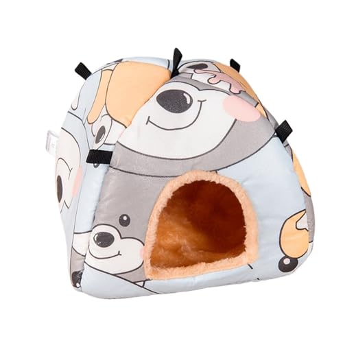 Quavva Hamsterhütte, hängend, hängend, Nagerversteck, wasserdichtes & weiches Plüschbett für Syrischer Hamster, Rennmäuse, Maus, Degus (M, Rosa Erdbeerkaninchen) (L,Bär) von Quavva