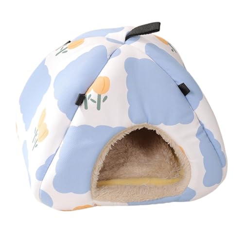 Quavva Hamsterhütte, hängendes Nagetierversteck zum Aufhängen, wasserdichtes & weiches Plüschbett für syrische Hamster, Rennmäuse, Maus, Degus (M, Rosa Erdbeerkaninchen) (M,Blau) von Quavva
