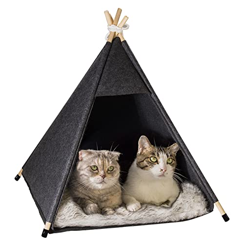 Qucey Haustier-Tipi für Katzen und kleine Hunde – gemütliches, tragbares Haustierzeltbett mit abnehmbarem Kissen für drinnen und draußen Qucey Haustier-Tipi für Katzen und kleine Hunde – gemütliches, tragbares Haustierzeltbett mit abnehmbarem Kissen für drinnen und draußen von Qucey