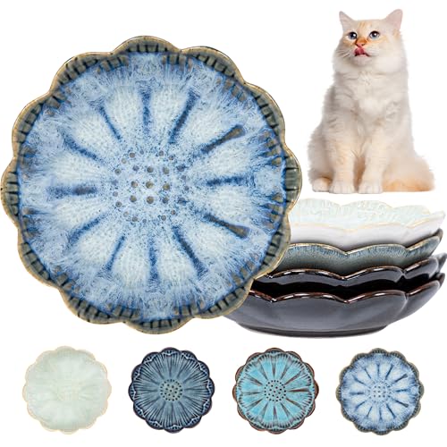 Qucey Keramik-Futterteller 4er-Set, 14 cm, flacher Katzennapf, Schnurrhaarfreundlich, flache Schalen für Nassfutter, mikrowellen- und spülmaschinenfest Qucey Keramik-Futterteller 4er-Set, 14 cm, flacher Katzennapf, Schnurrhaarfreundlich, flache Schalen für Nassfutter, mikrowellen- und spülmaschinenfest von Qucey