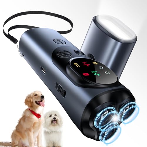 Anti Bell Gerät Hunde, Antibell Ultraschall Gerät mit 3 Sendern, Antibell für Hunde mit 2 Modi und LED-Licht, 30 Fuß Langes Handgerät zum Hundegebell Stoppen für das Training Innen Außenbereich von Queenmew