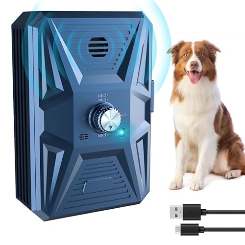 Queenmew Anti Bell Gerät Hunde, 3 Modi Antibell Ultraschall Gerät, 33 Fuß Stopp Hundebell Gerät, IPX4 wasserdichtes Antibell für Hunde für das Training Großer Kleiner Hunde im Freien und Innenbereich von Queenmew